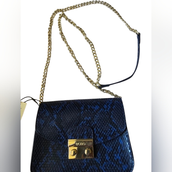 #76 BNWT BCBG Blue Snakeskin Milly Shoulder Bag - Picture 5 of 5